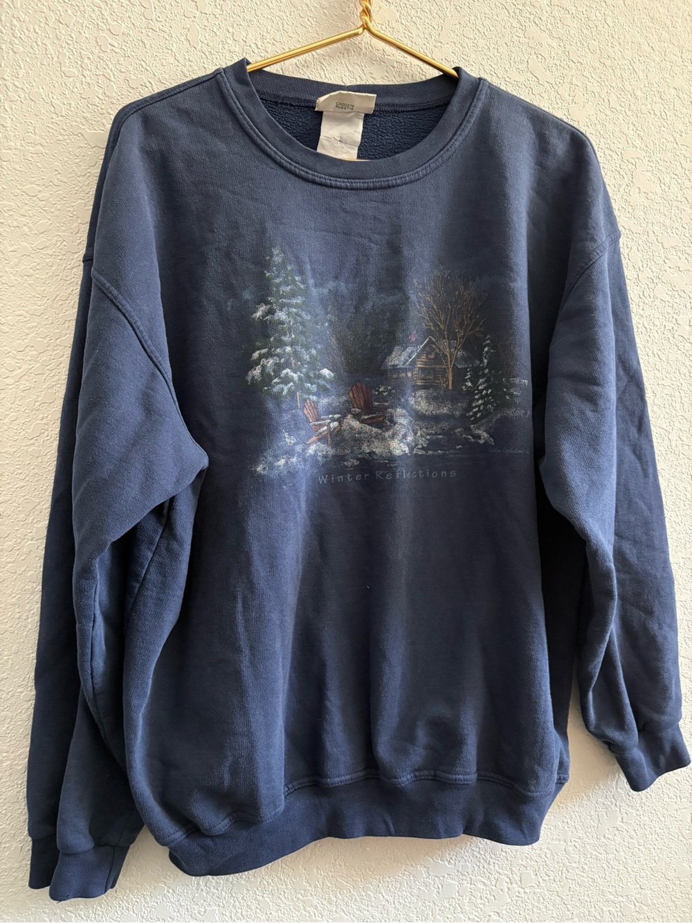 Vintage Northern Classic Navy Winter Scene Crewneck Sweatshirt